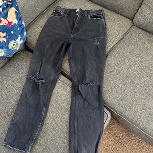 Abercrombie and Fitch the 90s straight ultra high rise, curved love jeans -Black